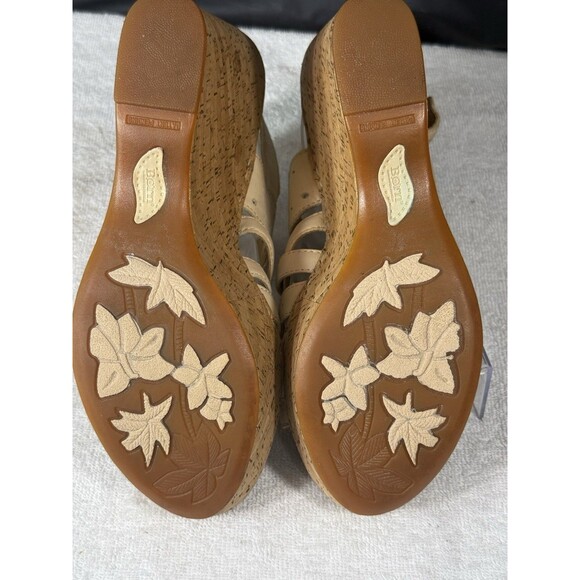 Born Marly’s Cream Leather Cork Wedge 4.5”Heels  Sz 10 - Picture 6 of 7